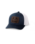 Youth Leather Patch Mesh Back Hat | Navy/White