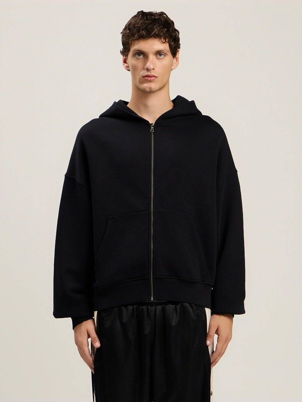 Back Curved Logo Zip Hoodie